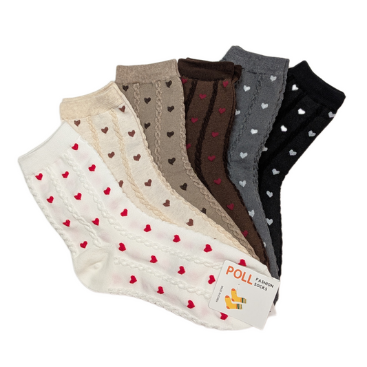 Korean Heart Pattern Ankle Socks – Unisex Free Size