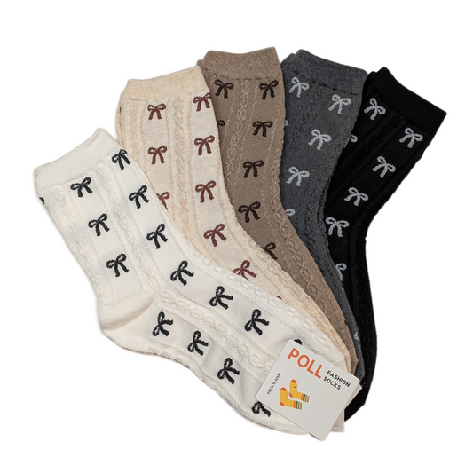 Korean Bow Pattern Fashion Socks – Unisex Free Size