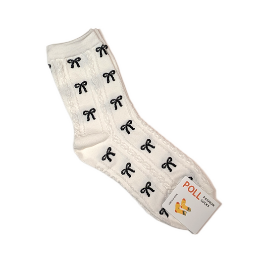 Korean Bow Pattern Fashion Socks – Unisex Free Size